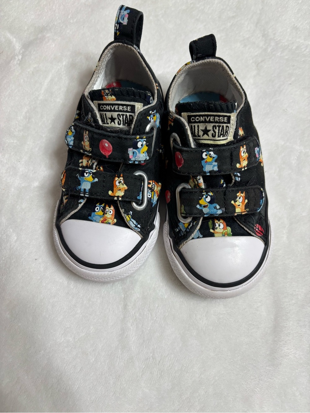 Converse Kids Black Cartoon Velcro Sneakers with Multicolor Characters